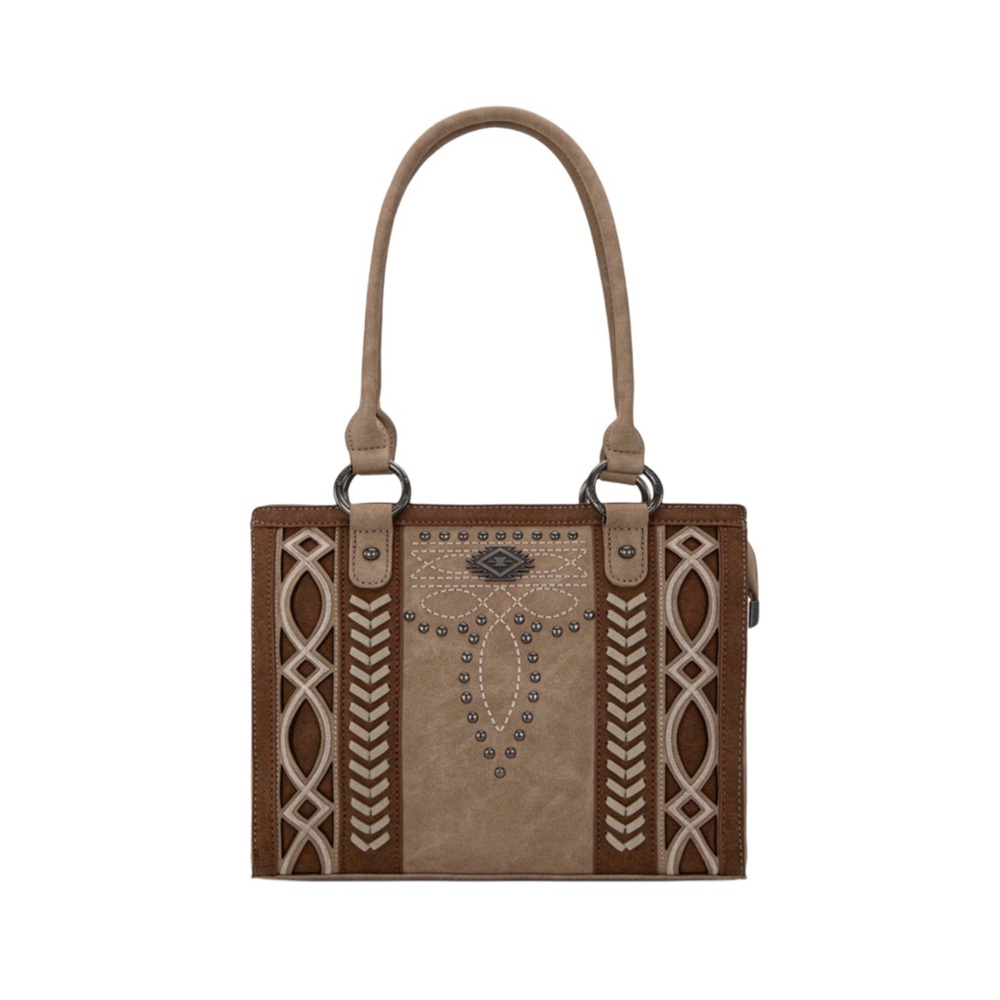 montana west cut-out embroidered concealed carry tote - tan